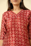 Maroon Digital Printed Cotton Readymade Long Kurta