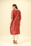 Maroon Digital Printed Cotton Readymade Long Kurta