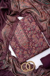 Garnet Pashmina Unstitched Salwar Suit With Pashmina Dupatta