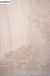 Off White Pashmina Unstitched Salwar Suit With Pashmina Dupatta