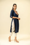 Midnight Blue Digital Printed Cotton Readymade Long Kurta