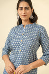 Grey Digital Printed Cotton Readymade Long Kurta