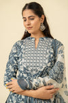 Grey Cotton Readymade Suit And Pant With Cotton Dupatta