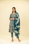 Grey Cotton Readymade Suit And Pant With Cotton Dupatta