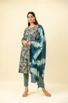 Grey Cotton Readymade Suit And Pant With Cotton Dupatta