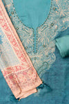 Mint Green Pashmina Unstitched Salwar Suit With Pashmina Dupatta