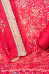 Maroon Pashmina Unstitched Salwar Suit With Pashmina Dupatta