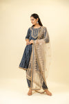 Cotton Readymade Suit And Pant With Organza Dupatta