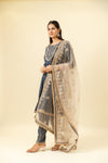 Cotton Readymade Suit And Pant With Organza Dupatta