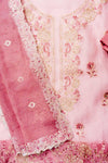 Onion Organza Unstitched Salwar Suit With Chiffon Dupatta
