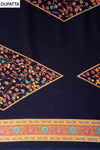 Navy Blue Pashmina Unstitched Salwar Suit With Pashmina Dupatta