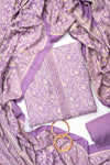 Mauve Pashmina Unstiched Salwar Suit With Pashmina Dupatta