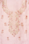Pink Organza Unstitched Salwar Suit With Chiffon Dupatta