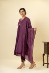 Wine Cotton Readymade Suit And Pant With Cotton Dupatta