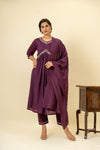 Wine Cotton Readymade Suit And Pant With Cotton Dupatta