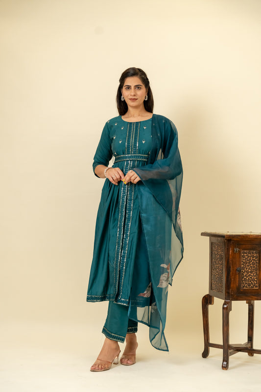 Rama Cotton Readymade Suit And Pant With Cotton Dupatta