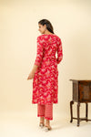 Red Cotton Readymade Suit And Pant With Cotton Dupatta