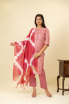 Onion Cotton Readymade Suit And Pant With Cotton Dupatta