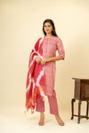 Onion Cotton Readymade Suit And Pant With Cotton Dupatta