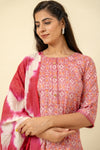 Onion Cotton Readymade Suit And Pant With Cotton Dupatta