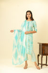 Sky Blue Cotton Readymade Suit And Pant With Cotton Dupatta