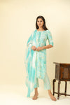 Sky Blue Cotton Readymade Suit And Pant With Cotton Dupatta