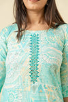 Sky Blue Cotton Readymade Suit And Pant With Cotton Dupatta