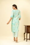 Sky Blue Cotton Readymade Suit And Pant With Cotton Dupatta