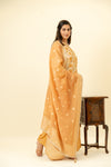 Mustard Cotton Readymade Suit And Palazzo With Organza Dupatta