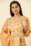 Mustard Cotton Readymade Suit And Palazzo With Organza Dupatta