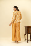 Mustard Cotton Readymade Suit And Palazzo With Organza Dupatta