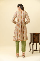 Tussar Cotton Kurti And Pant With Organza Dupatta