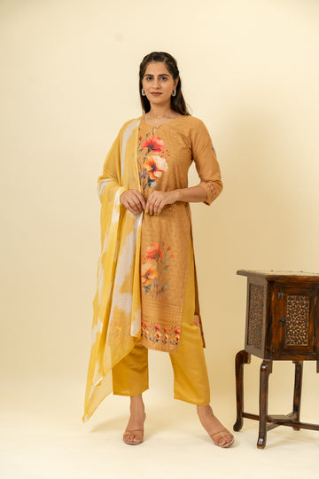 Tussar Cotton Readymade Suit And Pant With Cotton Dupatta