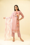 Mauve Cotton Readymade Suit And Pant With Cotton Dupatta