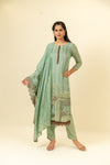 Pista Cotton Readymade Suit And Pant With Cotton Dupatta