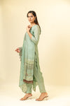 Pista Cotton Readymade Suit And Pant With Cotton Dupatta