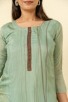 Pista Cotton Readymade Suit And Pant With Cotton Dupatta