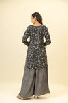 Black Cotton Readymade Suit And Palazzo With Georgette Dupatta