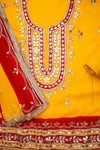 Mustard Crepe Unstitched Salwar Suit With Chiffon Dupatta