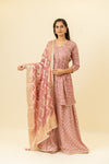 Gajari Cotton Readymade Suit And Palazzo With Organza Dupatta