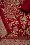 Maroon Pashmina Unstitched Salwar Suit With Cotton Dupatta
