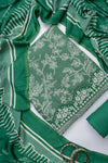 Mint Green Pashmina Unstitched Salwar Suit With Pashmina Dupatta