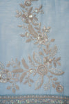 Sky Blue Organza Unstitched Salwar Suit With Organza Dupatta