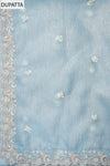 Sky Blue Organza Unstitched Salwar Suit With Organza Dupatta