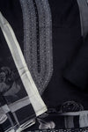 Black Crepe Unstitched Salwar Suit With Cotton Dupatta