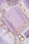 Mauve Organza Unstitched Salwar Suit With Organza Dupatta