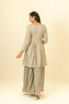 Grey Cotton Readymade Suit And Palazzo With Oragnza Dupatta