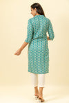 Tea Green Digital Printed Cotton Readymade Long Kurta