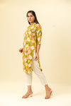 Mehndi Floral Printed Cotton Readymade Long Kurta