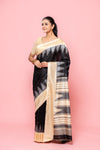 Black Dola Silk Saree With Unstitched Blouse